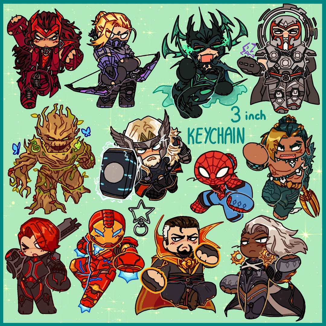 Set 3 PREORDER || 3inch MARVEL RIVALS Acrylic Glitter Epoxy Keychains ...