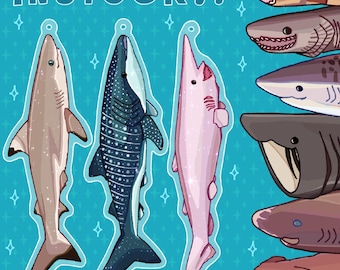 EN STOCK Llaveros acrílicos SHARK de 4 pulgadas con brillo epoxi