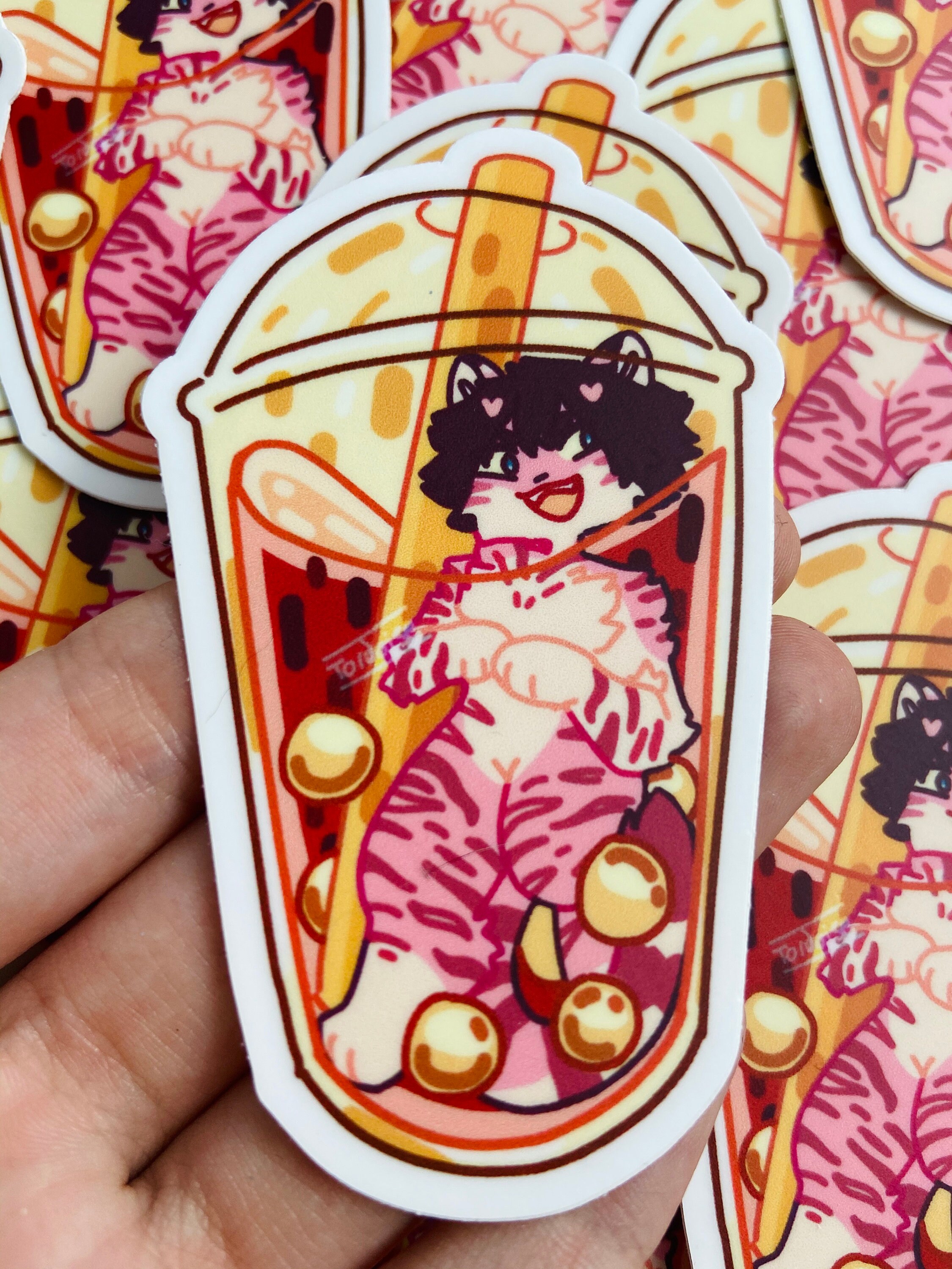 BOBA CATS vinyl waterproof 3 sticker set 2 stickers furry | Etsy