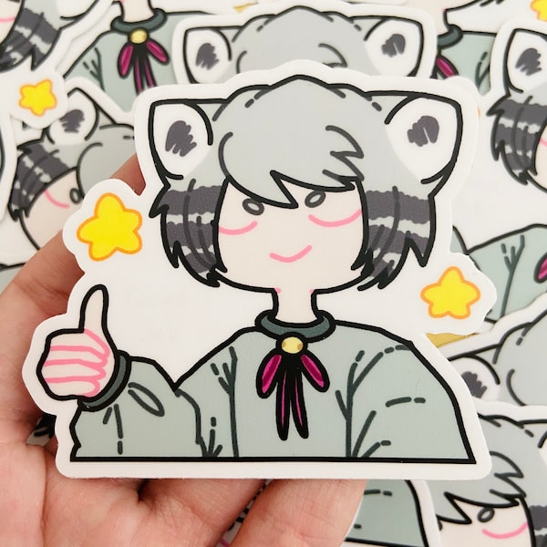 CAT BOY cute thumbs up vinyl sticker