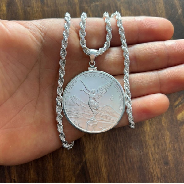 Real Solid Silver Mexican Libertad Chain