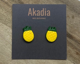 Gracioso comida Amarillo Piña Kawaii Frutas En Miniatura vacaciones Fimo Niñas Pendientes