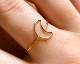Gold Filled Moon Ring, Crescent Moon Ring, Half Moon Ring, Moon Jewelry