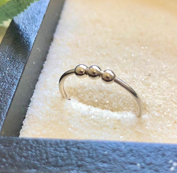 Fidget Spinner Ring, Anxiety Bead Ring, Sliding Bead Ring
