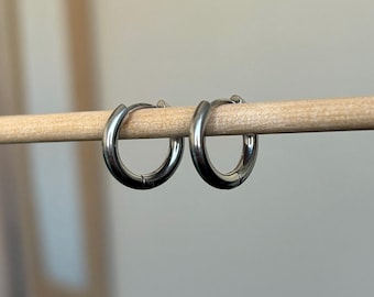 Aros de plata de ley con forma de aro, de acero inoxidable y redondos, de 10 mm.