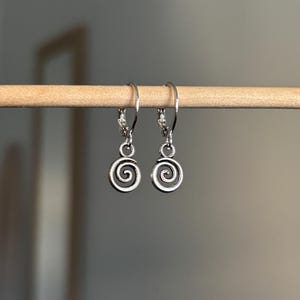 Swirl Earrings, Lever Back Silver Swirl Earrings, Charm Earrings, Huggie Earrings
