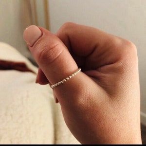 Thin Beaded Ring, Sterling Silver Bubble Ring, Handmade Beaded Simple Ring