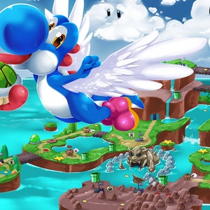 Blaues Yoshi Poster, Super Mario World SNES