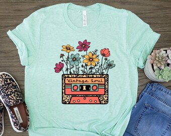 Vintage Soul Shirt, Vintage Cassette Tape Shirt, Cassette Tape Shirt, Cassette Tape T Shirt, Hippie Music Shirt, Vintage Soul Flower Shirt