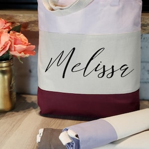 Sac de nom personnalisé, sac de filles personnalisé, sac fourre-tout personnalisé, sac fourre-tout personnalisé femmes, fourre-tout en toile de coton, sac de jour personnalisé, sac de yoga personnalisé