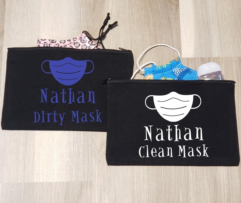 TWO CUSTOM Face Mask Bags Mask Tote Bag Bag for Masks Pouch Etsy