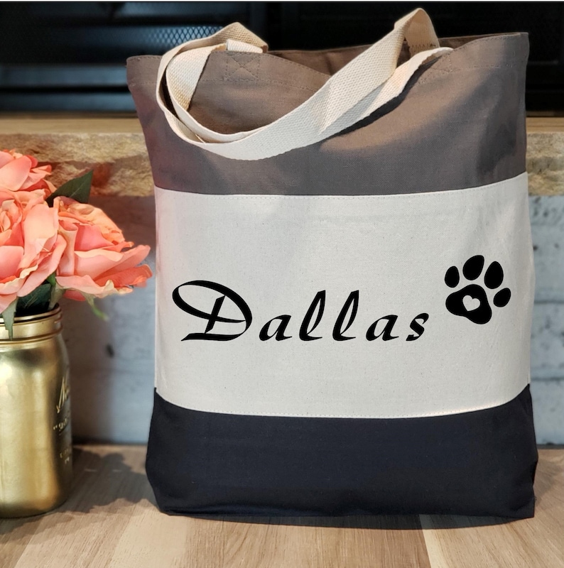 Personalized Dog Tote Bags, Custom Tote Bag For Pets, Custom Dog Tote Bag, Dog Tote Bag, Dog Name Tote, Dog Bone Tote, Custom Bag For Pet image 3