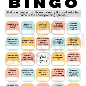 Sociedad de Socorro Conócete Actividad Bingo de la Amistad Citas Rápidas Juego de Hacer Amigos Bingo de Preguntas Tarjeta Plantilla Personalizable