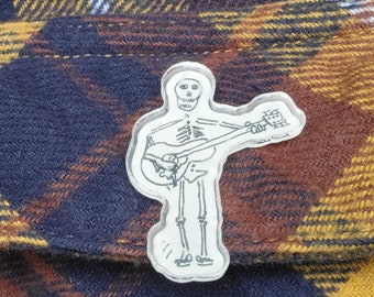 Skeleton Playing Guitar Pin