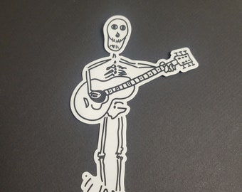 Large Skeleton with Guitar Vinyl Sticker