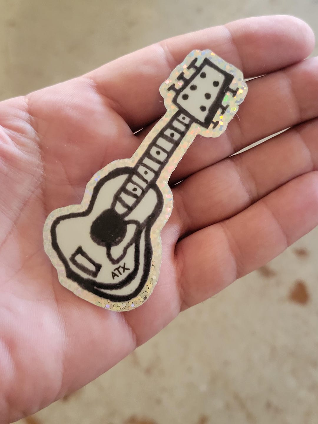Vinyl Sticker | Glitter ATX Guitar - Etsy