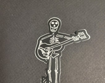 Skeleton with Guitar Vinyl Sticker (II)