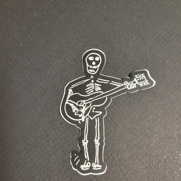 Skeleton with Guitar Vinyl Sticker (II)