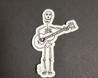 Skeleton with Guitar Vinyl Sticker