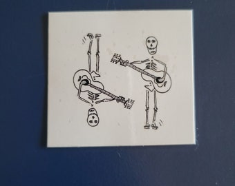 Skeleton Playing Guitar Temporary Tattoo