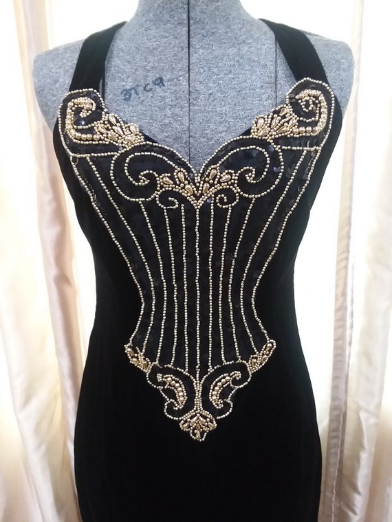1980s Vintage Jessica McClintock Gunne Sax Black V