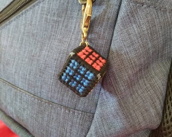 Rubik's Cube Key chain 3D cross stitch
