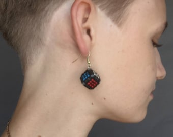 Pendientes de punto de cruz Rubik's Cube 3D