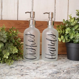 Kitchen Sink Set Farmhouse Sink Bottles for Kitchen Organization Dishes Hands Soap Pump Glass Bottle image 3