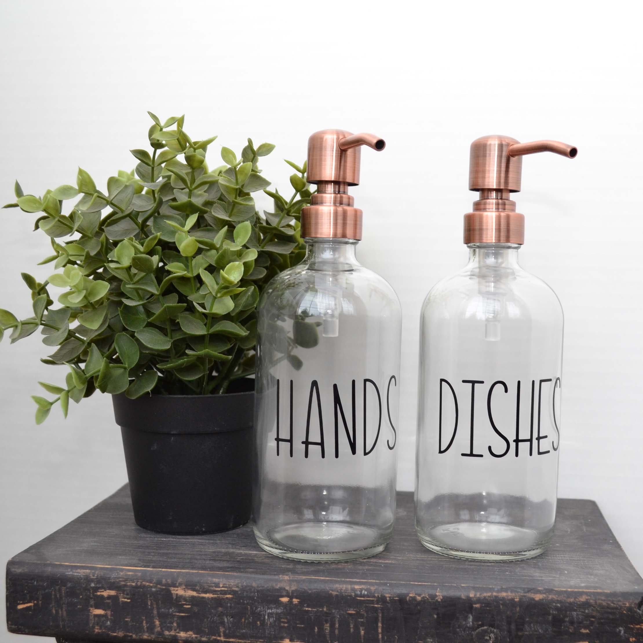 Hand Soap and Dish Soap Set of 2 16 Oz Clear Glass Dispensers Hand Soap  Dispensers Farmhouse Kitchen Refillable Soap Bottles -  Denmark