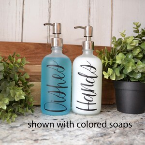 Kitchen Sink Set Farmhouse Sink Bottles for Kitchen Organization Dishes Hands Soap Pump Glass Bottle image 4