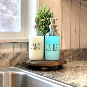 Farmhouse Sink Set Glass Bottle Soap Dispenser Hand Soap Dish Soap Pump Bottle