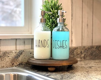 Farmhouse Sink Set Glass Bottle Soap Dispenser Hand Soap Dish Soap Pump Bottle