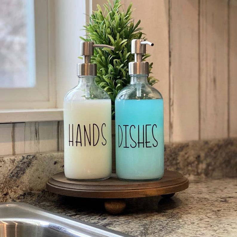 Farmhouse Sink Set Glass Bottle Soap Dispenser Hand Soap Dish Soap Pump Bottle image 3