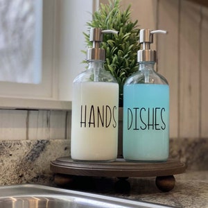 Farmhouse Sink Set Glass Bottle Soap Dispenser Hand Soap Dish Soap Pump Bottle image 4