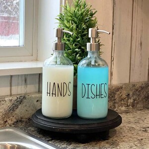 Farmhouse Sink Set Glass Bottle Soap Dispenser Hand Soap Dish Soap Pump Bottle black riser set