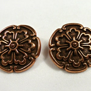 Floral Rosette Buttons, 3/4&quot; Copper Finish
