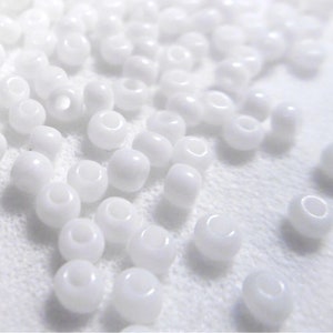 Size 11/0 Czech Glass Seed Beads, Opaque White, 50 Grams