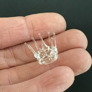 1/2 inch Miniature handmade blown glass crown-Miniature doll crown for fairies and miniature dolls-elegant doll crown princess queen