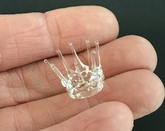 1/2 inch Miniature handmade blown glass crown-Miniature doll crown for fairies and miniature dolls-elegant doll crown princess queen