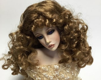 Vintage doll wig Kemper “Eve” Modacrylic synthetic mohair-Blonde or Auburn long curly hair-Color size 8-9 Kemper Originals-doll making wig
