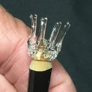 1/4 inch Miniature handmade blown glass crown-Miniature doll crown for fairies and miniature dolls-elegant doll crown princess queen