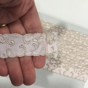 Vintage Öse gestickt rollt blass beige trimmen Schüttgut-Flache Satin Spitze trimmen für Bekleidung-Handwerk-Braut-Nähen-1 Zoll breit