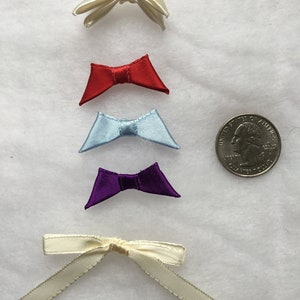Vintage 12 count pack tiny satin ribbon bows- color bow-miniature satin bow-Dainty Miniature bow-small bowtie bow-crafting-doll dress bows