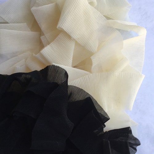 Pleated Chiffon 8 Yard Piece Unruffled Trim off White or Black Etsy