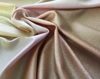 Stretch 4 way shimmer ombré fabric-Pale Yellow Peach Pink-Swimsuit fabric by the yard-Four way stretch fabric by the yard-four way stretch