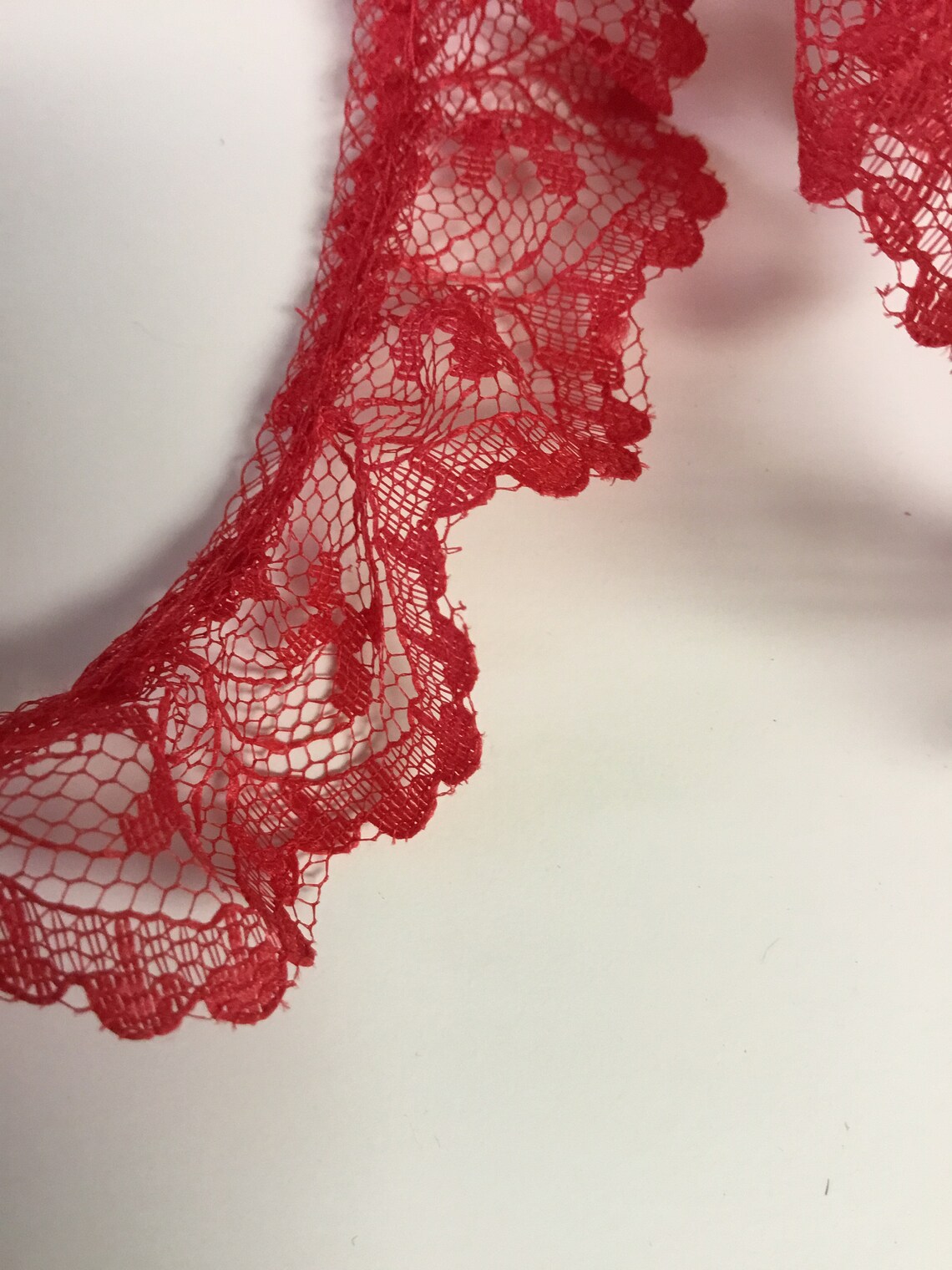 Red Ruffle Lace Red Ruffled Lace 5 Yards Vintage-1 Inch Wide-bridal Dress Lace-ruffled ...