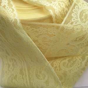 Vintage Pastellgelb Auseinanderschneiden flache Spitze Meterware Extra breit-Brautkleid Spitze-Spitze für Kostüm-Hausnäher-Spitzenbesatz.