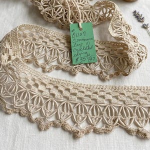 Vintage Crocheted Handmade Lace Trim, 150" Continuous Loop Edging