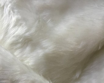 Vintage faux white fur fabric high quality long fur-white shaggy fake fur pillows-Photo prop fur-costume fabric craft project fur-Animal