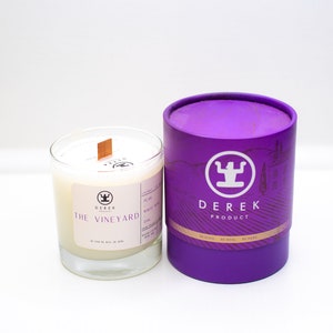 Derek Product - Vineyard Garden Scent   - Vegan 10oz Candle - Wood Wick | Home and Decoration